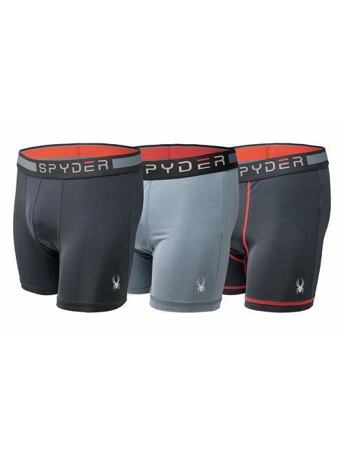 Spyder Mens Boxer Briefs Performance Sports Compression Shorts Athletic Mens Underwear - Mens Boxers Brief - 3 Pack for Men