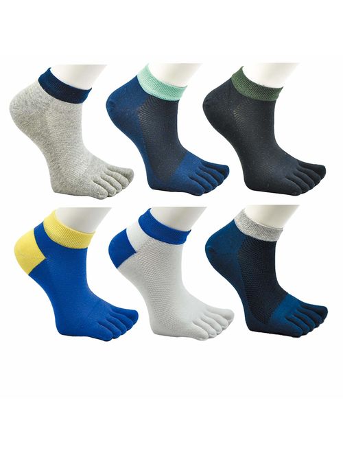 Men Toe Socks 5 Finger Cotton Athletic Wicking Crew Low Cut No Show 4/6/8/10pcs