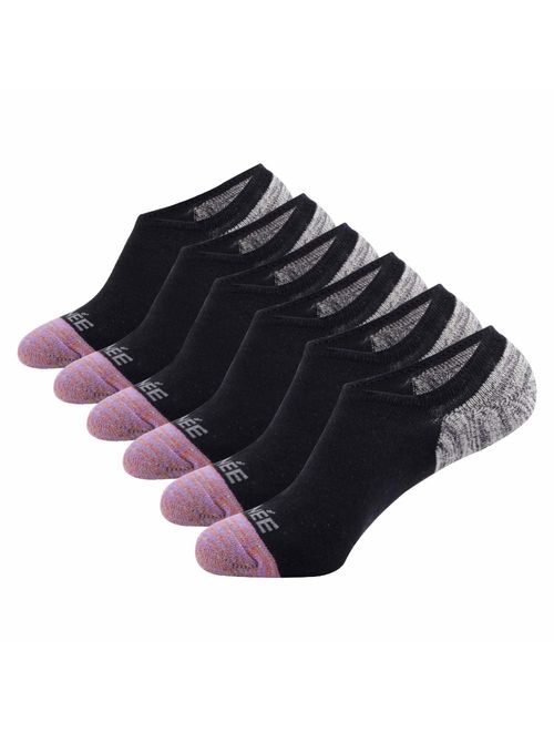 JOYNEE Men's 6 Pack Casual Cushion Anti-Slid Cotton No Show Socks with Silicone