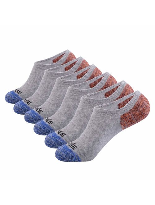 JOYNEE Men's 6 Pack Casual Cushion Anti-Slid Cotton No Show Socks with Silicone