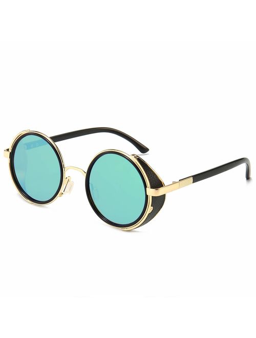 Dollger Steampunk Vintage Retro Round Sunglasses Metal Circle Frame