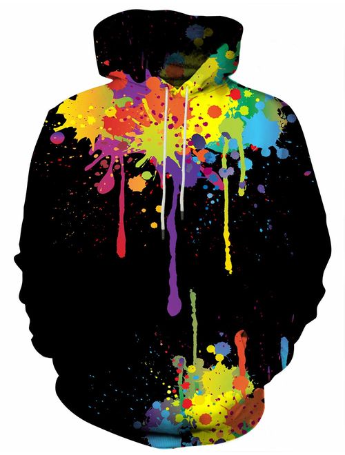 Linnhoy Unisex 3D Graphic Printed Hooded Sweatshirt Casual Pullover Hoodie with Big Pockets