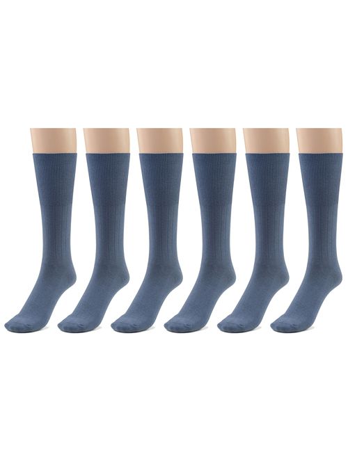 Silky Toes 3 or 6 Pk Men's Diabetic Non Binding Cotton Dress Socks, Multi Colors Also Available in Plus Sizes...