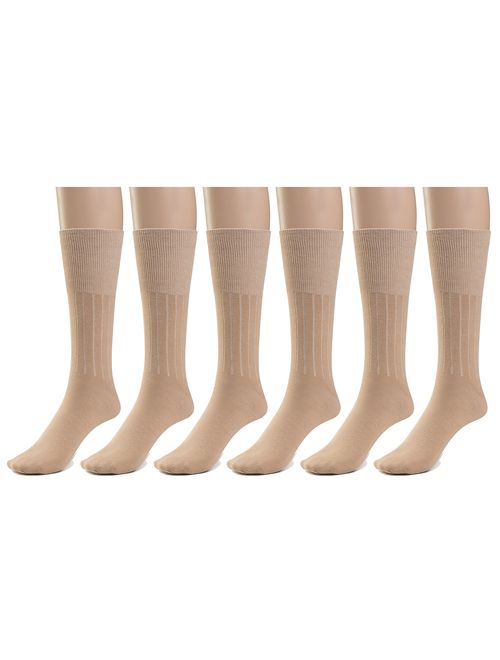 Silky Toes 3 or 6 Pk Men's Diabetic Non Binding Cotton Dress Socks, Multi Colors Also Available in Plus Sizes...