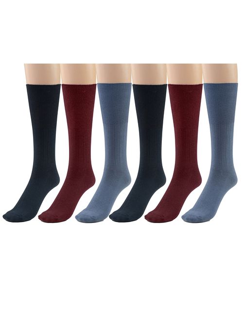 Silky Toes 3 or 6 Pk Men's Diabetic Non Binding Cotton Dress Socks, Multi Colors Also Available in Plus Sizes...