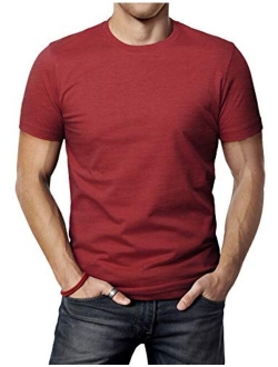 H2H Mens Casual Slim Fit Short Sleeve T-Shirts Cotton Blended Soft Lightweight V-Neck/Crew-Neck