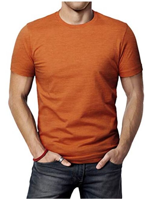 H2H Mens Casual Slim Fit Short Sleeve T-Shirts Cotton Blended Soft Lightweight V-Neck/Crew-Neck