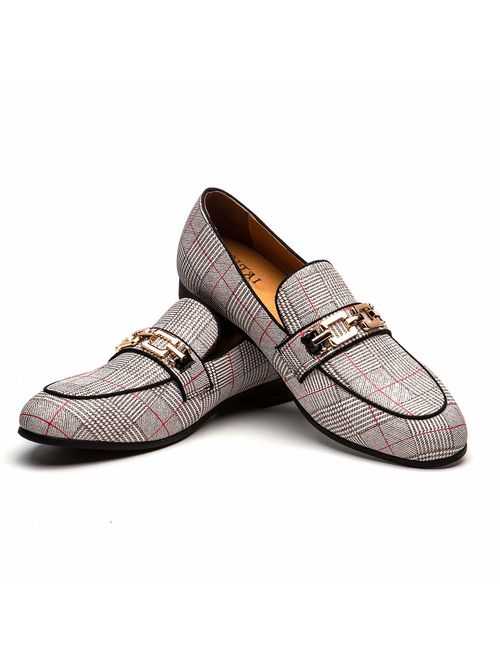 JITAI Men's Leather Shoes Pattern Printing Men's Dress Loafer Shoes Slip-on Casual Loafer Smoking Slipper