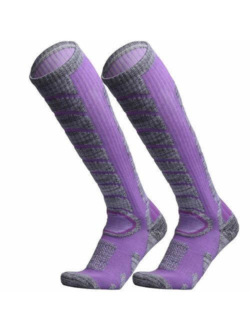 WEIERYA Ski Socks 2 Pairs Pack for Skiing, Snowboarding, Cold Weather, Winter Performance Socks