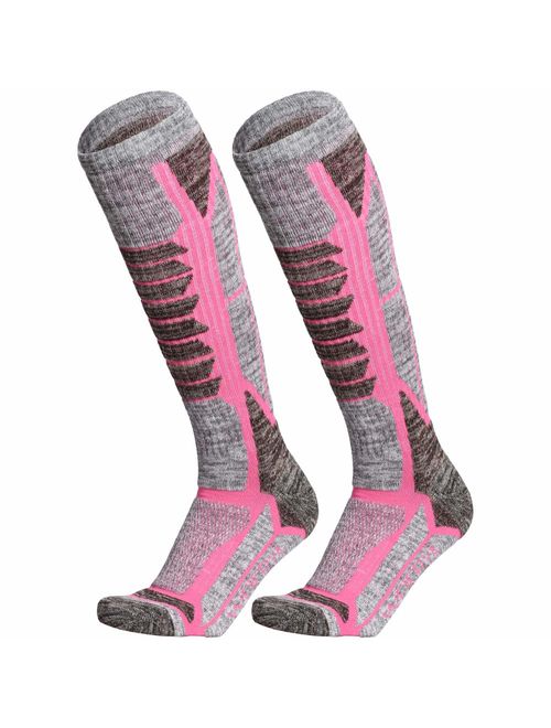 WEIERYA Ski Socks 2 Pairs Pack for Skiing, Snowboarding, Cold Weather, Winter Performance Socks