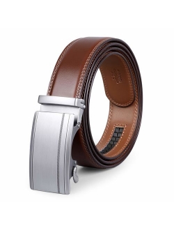 Men's Leather Belt, Ratchet Dress Belt with Automatic Buckle in Gift Box by WERFORU