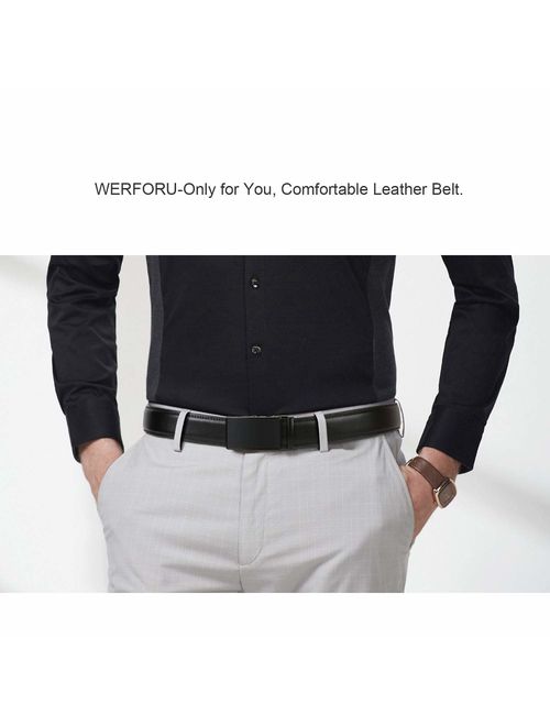 Men's Leather Belt, Ratchet Dress Belt with Automatic Buckle in Gift Box by WERFORU