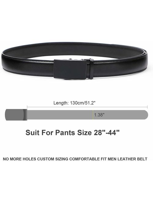 Men's Leather Belt, Ratchet Dress Belt with Automatic Buckle in Gift Box by WERFORU