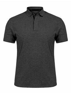 UUANG Men's Mockneck Short Sleeve T-Shirt Classic Casual Summer Pullover Basic Tops