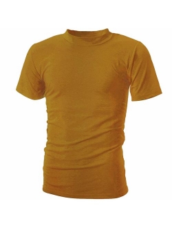 UUANG Men's Mockneck Short Sleeve T-Shirt Classic Casual Summer Pullover Basic Tops