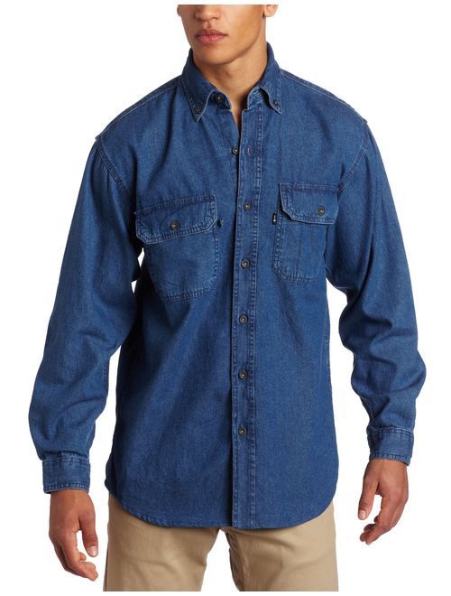 Key Industries Men's Big and Tall Long Sleeve Washed Denim Shirt