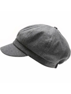 MIRMARU Women's Classic Visor Baker boy Cap Newsboy Cabbie Winter Cozy Hat with Comfort Elastic Back