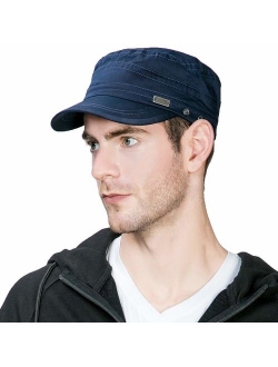 Jeff & Aimy Mens Winter Wool Blend/Cotton Military Cadet Army Cap Flat Top Baseball Hat