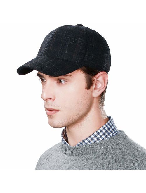 Jeff & Aimy Mens Winter Wool Blend/Cotton Military Cadet Army Cap Flat Top Baseball Hat