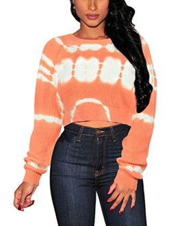 Pink Queen Women's Knit Long Sleeves Cropped Sweater Top