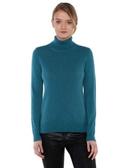 JENNIE LIU Women's 100% Pure Cashmere Long Sleeve Pullover Turtleneck Sweater