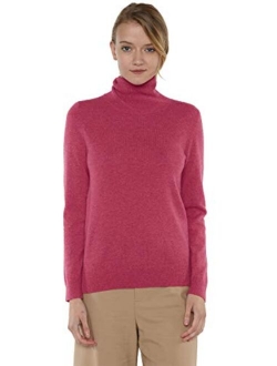 JENNIE LIU Women's 100% Pure Cashmere Long Sleeve Pullover Turtleneck Sweater