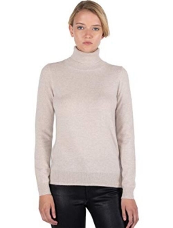 JENNIE LIU Women's 100% Pure Cashmere Long Sleeve Pullover Turtleneck Sweater