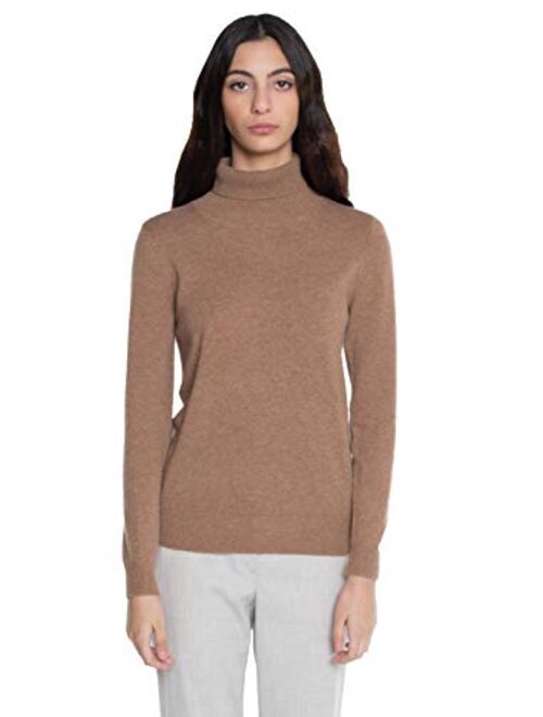 JENNIE LIU Women's 100% Pure Cashmere Long Sleeve Pullover Turtleneck Sweater