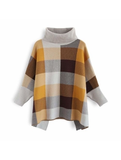 Chicwish Women's Mustard/Black/Caramel/Olive/Grey Striped Oversize Soft Knit Cape Sweater Pullover