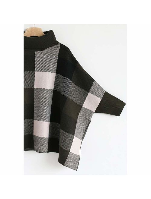 Chicwish Women's Mustard/Black/Caramel/Olive/Grey Striped Oversize Soft Knit Cape Sweater Pullover