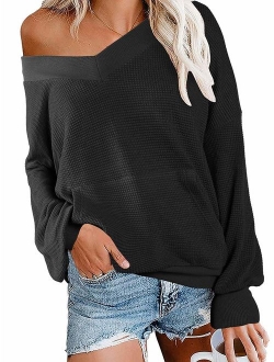 Chuanqi Womens Oversized Sweaters Winter Sexy Open Back Pullover Sweater Chunky Cable Knit Tops