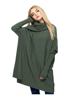 Women's Oversized Pullover Sweater Loose Cowl Neck Long Sleeve Knit Top