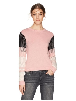 Women's Contrast-Sleeve Cotton Sweater