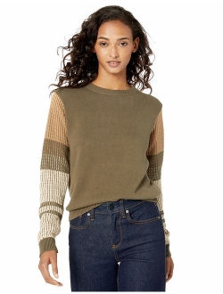 Women's Contrast-Sleeve Cotton Sweater