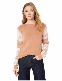 Women's Contrast-Sleeve Cotton Sweater