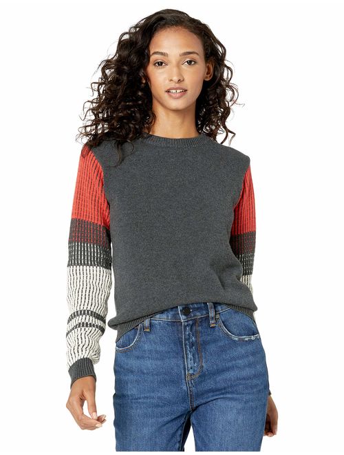 Cable Stitch Women's Contrast-Sleeve Cotton Sweater