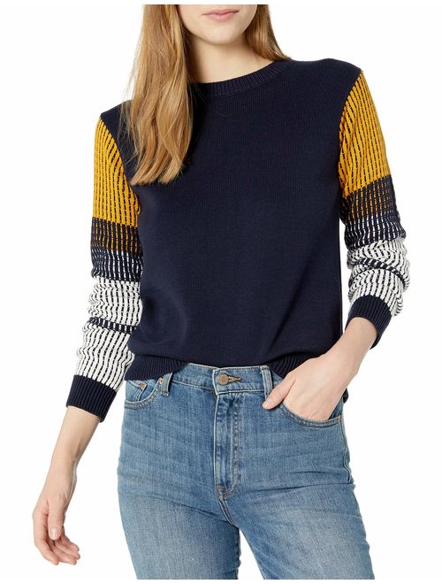 Cable Stitch Women's Contrast-Sleeve Cotton Sweater