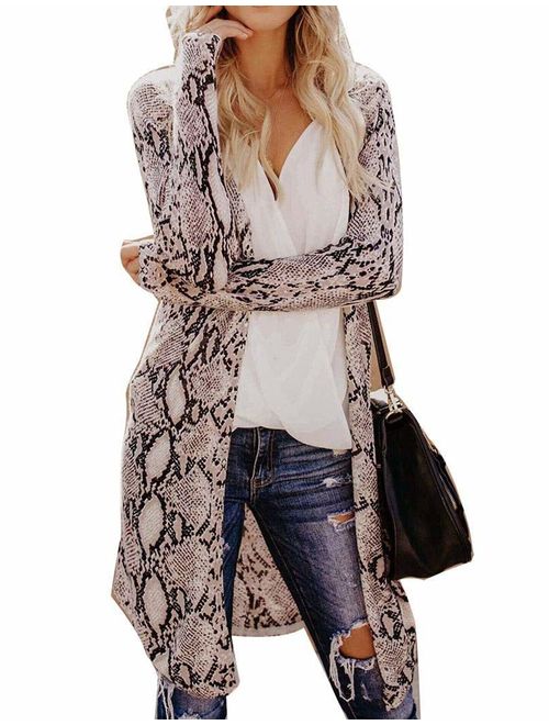 LOMON Women's Long Sleeve Cardigans Open Front Drape Lightweight High Low Hem Outerwear