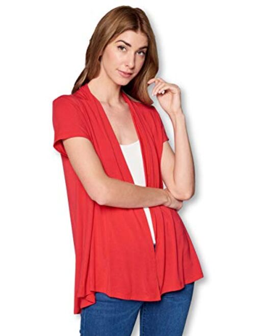 Women's Short Sleeve Extra Soft Bamboo Casual Lightweight Spring Cardigan - Made in USA