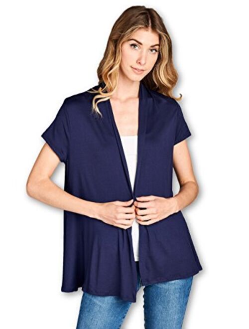 Women's Short Sleeve Extra Soft Bamboo Casual Lightweight Spring Cardigan - Made in USA