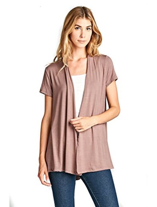 Women's Short Sleeve Extra Soft Bamboo Casual Lightweight Spring Cardigan - Made in USA