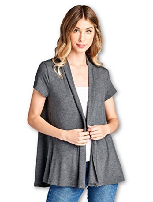 Women's Short Sleeve Extra Soft Bamboo Casual Lightweight Spring Cardigan - Made in USA