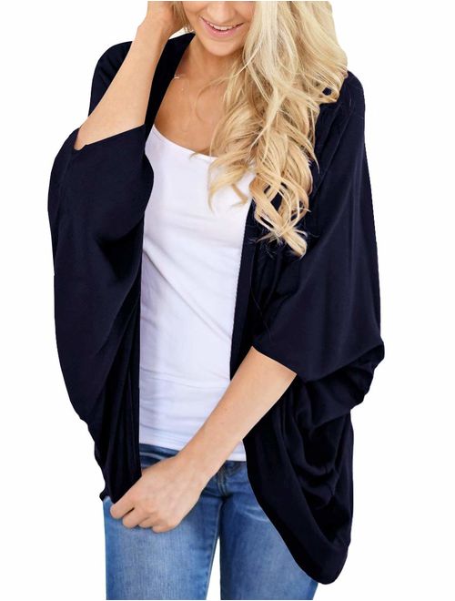 PRETTODAY Women's Summer Chiffon Kimono Cardigans Batwing Sleeve Sheer Shawl Cover ups