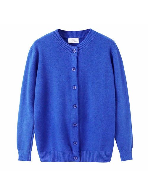 B BIMOZI Women Thick Button Down Cardigan Sweaters Crew Neck Medium Weight Long Sleeve