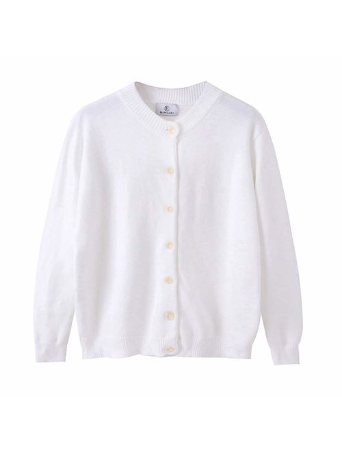 B BIMOZI Women Thick Button Down Cardigan Sweaters Crew Neck Medium Weight Long Sleeve