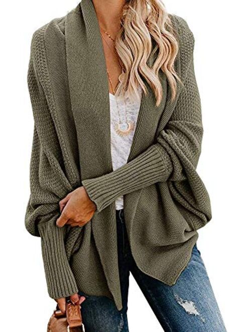 Mafulus Womens Cardigan Sweaters Oversized Open Front Batwing Chunky Knit Outwear