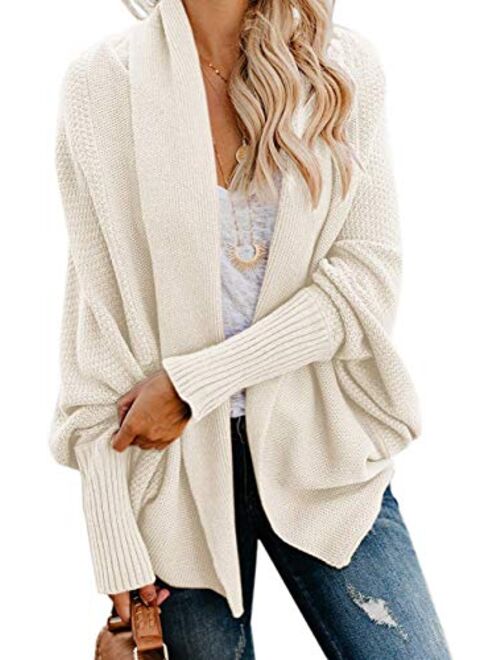 Mafulus Womens Cardigan Sweaters Oversized Open Front Batwing Chunky Knit Outwear