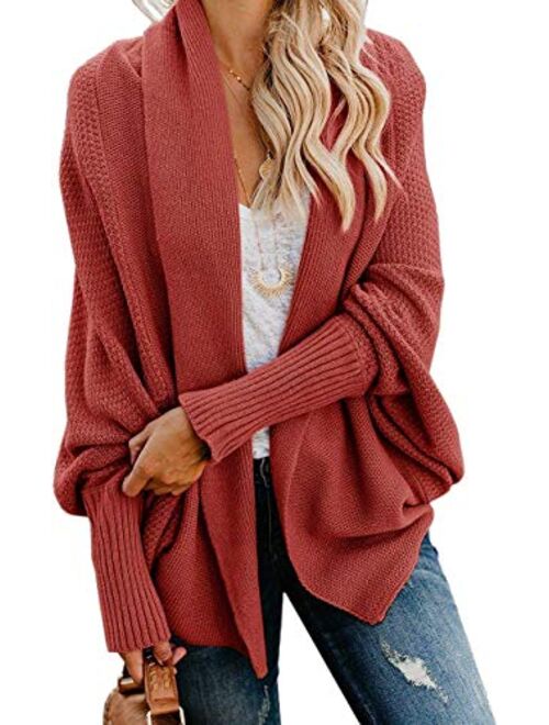 Mafulus Womens Cardigan Sweaters Oversized Open Front Batwing Chunky Knit Outwear