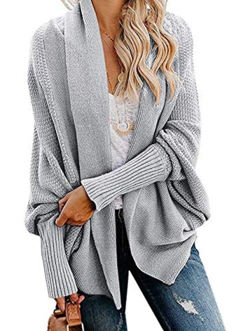 Mafulus Womens Cardigan Sweaters Oversized Open Front Batwing Chunky Knit Outwear