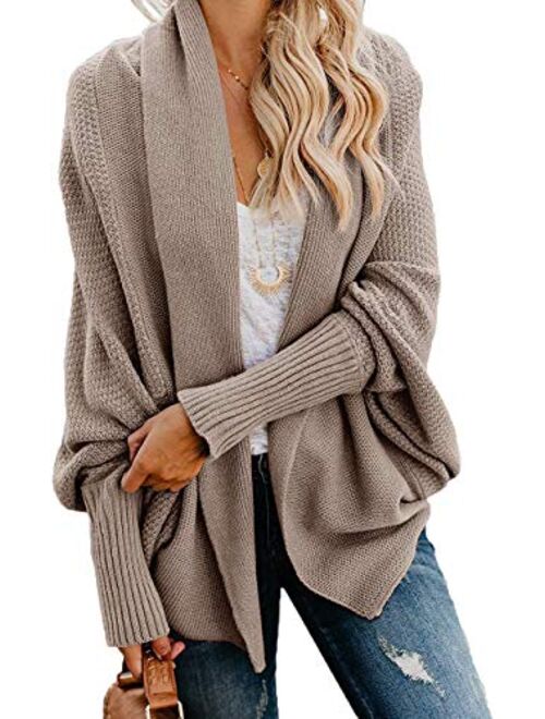 Mafulus Womens Cardigan Sweaters Oversized Open Front Batwing Chunky Knit Outwear